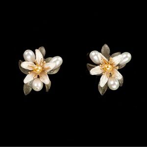 Michael Michaud Orange Blossom Clip On Earrings